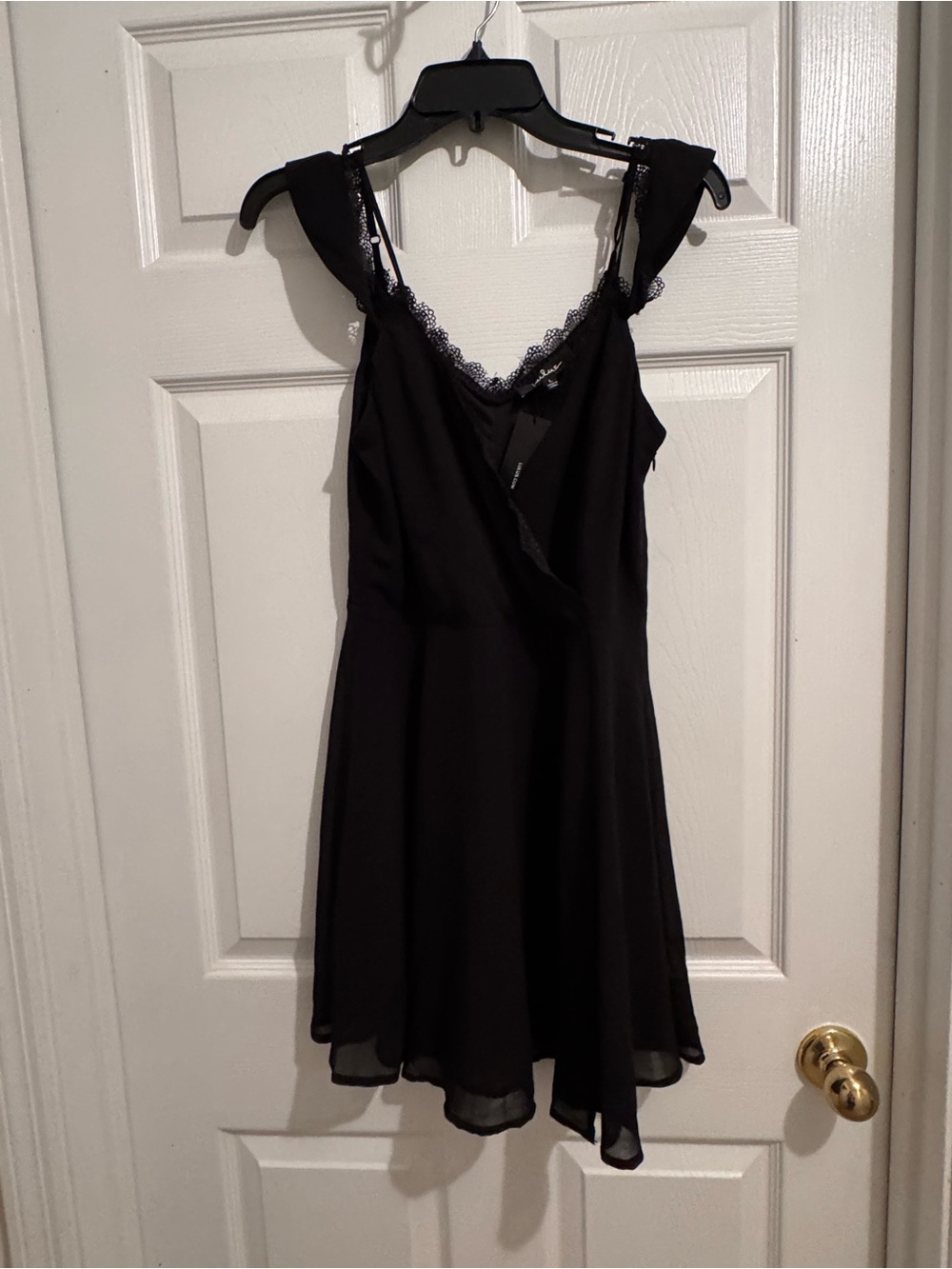Lulu's Black Lace-Trim Mini Dress